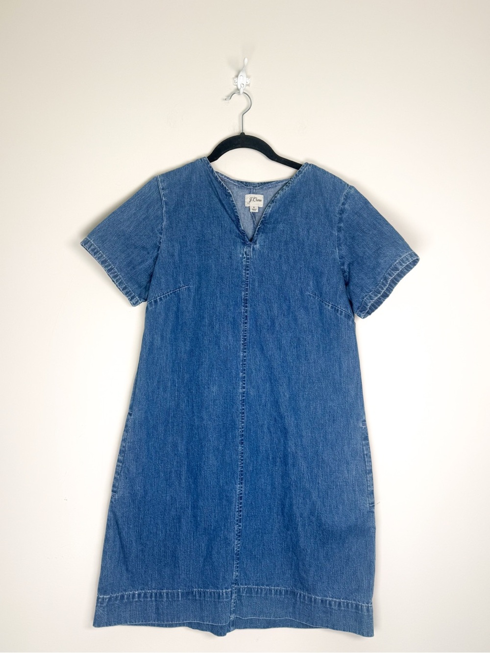 J. Crew Blue Denim Short-Sleeve Shift Dress